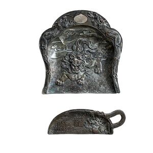 Antique Vintage Japanese Raised Dragon Serpent Butler Crumb Set